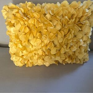 Pier 1 Yellow Floral Textured Accent Pillow . 3D Petal Design